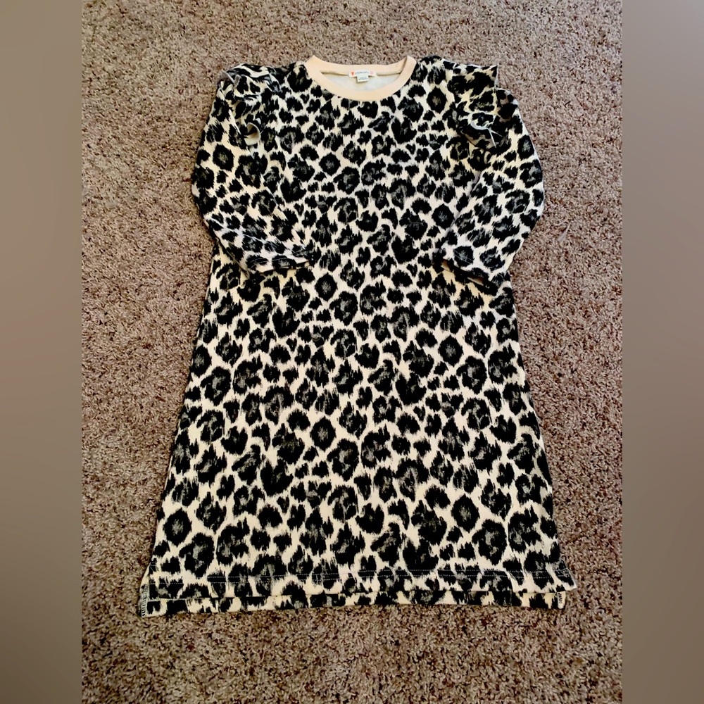 Crewcuts Leopard Print Sweatshirt Dress. Like New, Size 10. Soft material.